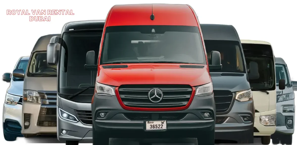 Royal Blue passenger van rental with driver in Dubai